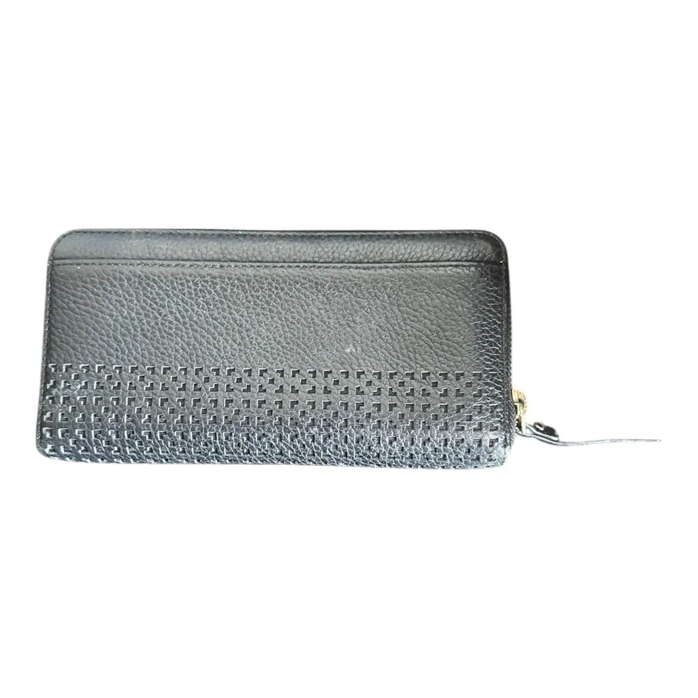 Kate Spade Black Pebbled Leather Laser Cut Continental‎ Wallet